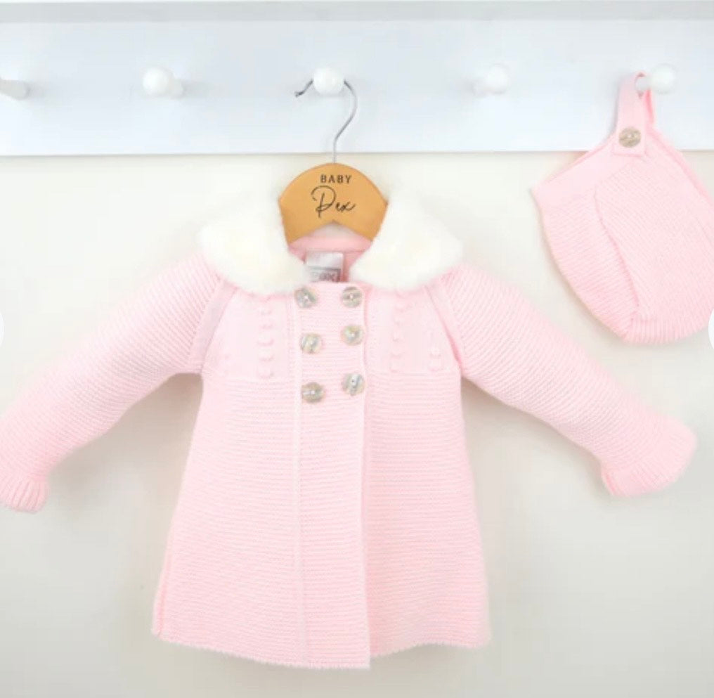 Pink Knitted Fur Cardigan