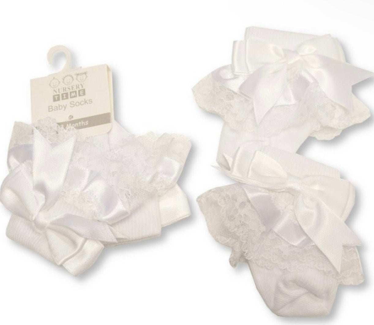 White Satin Bow Socks