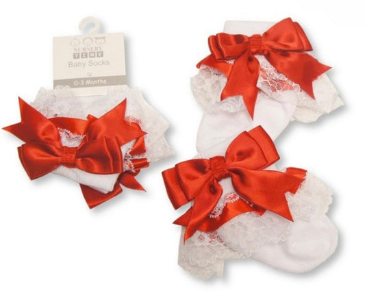 Red Satin Bow Socks