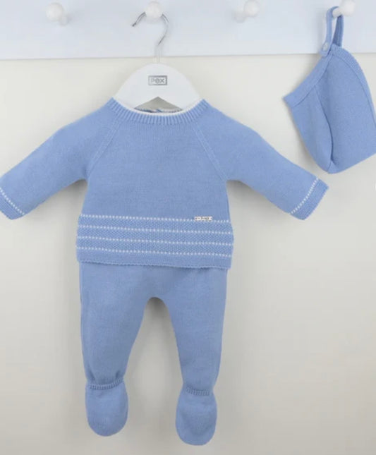 PEX Dusky Blue Knitted 3 Piece Set