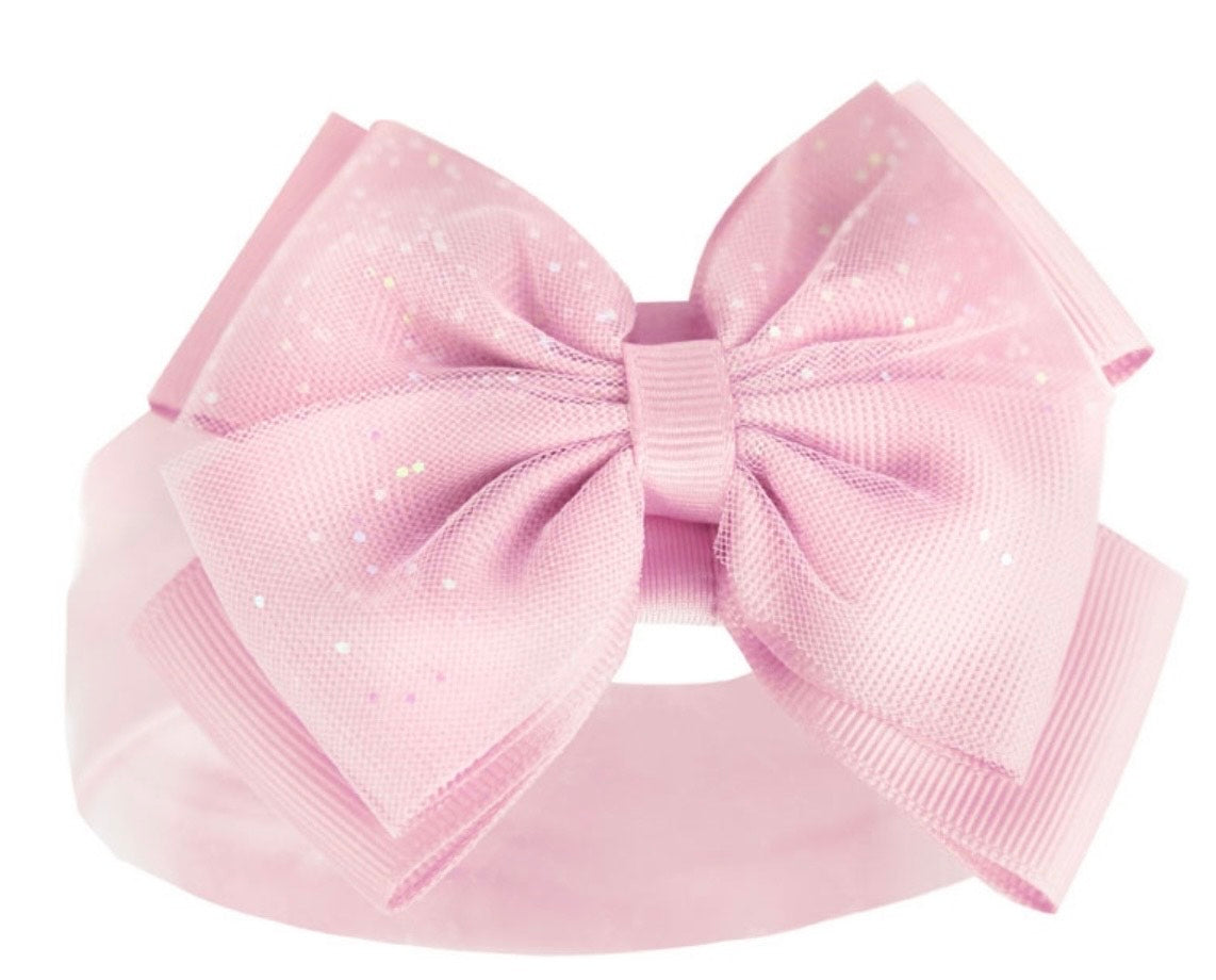 Blush Pink Glitter Bow Headband