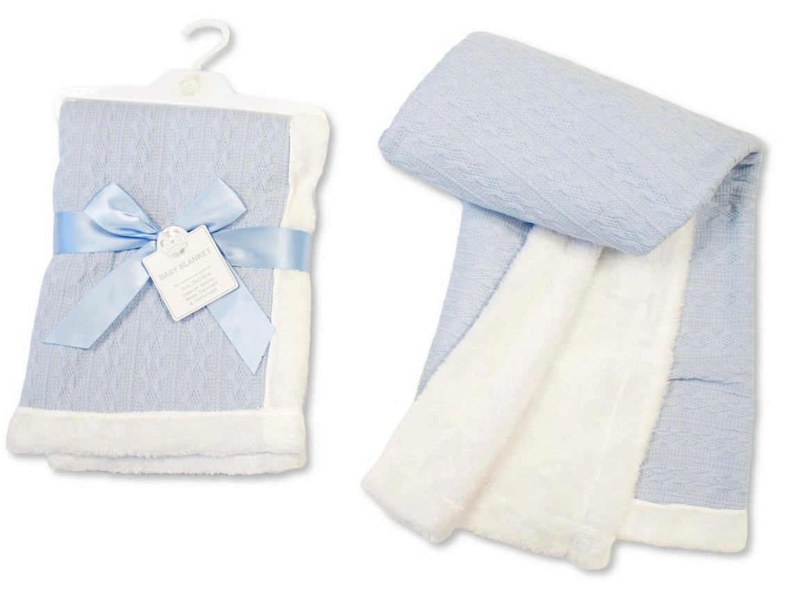 Baby Blue Cable Knit Fur Blanket