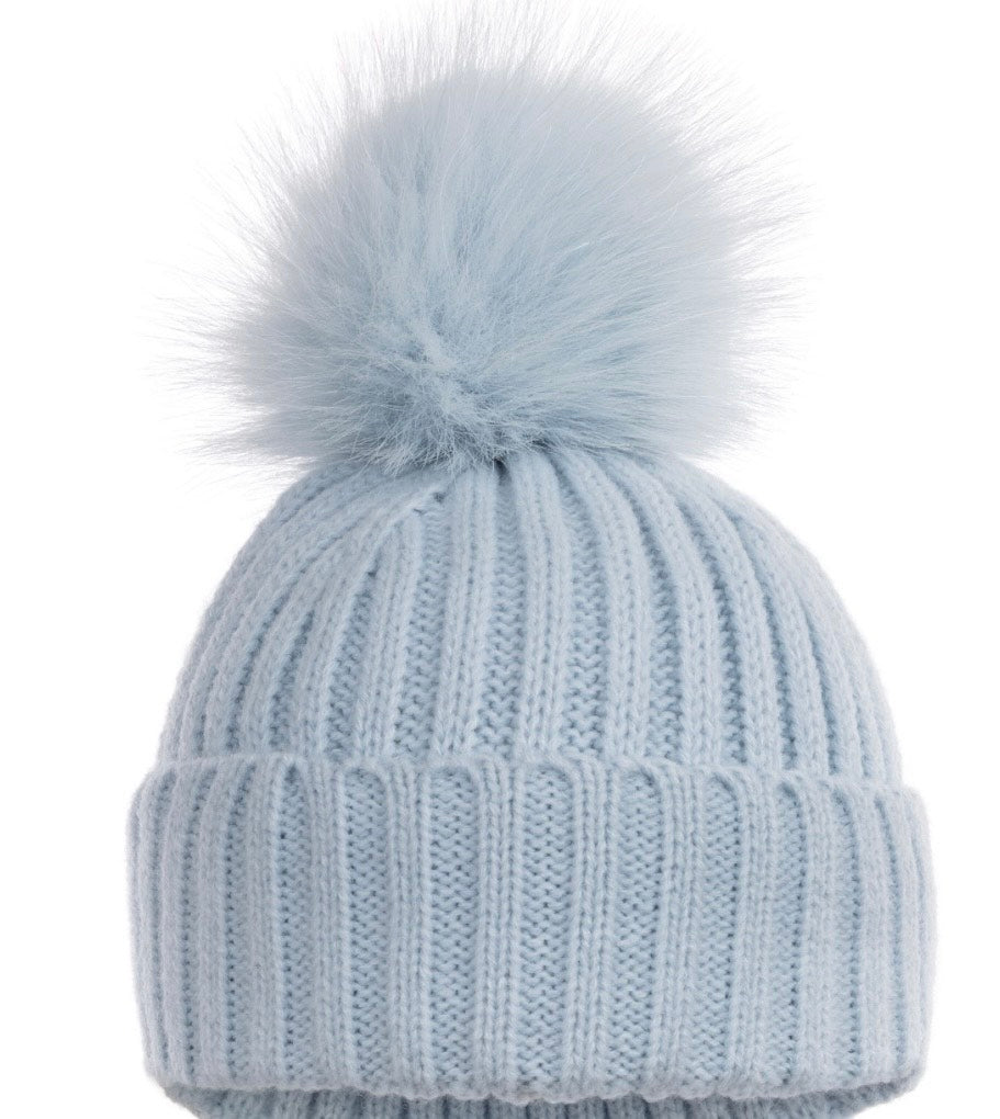 Baby Blue Pom Pom Hat