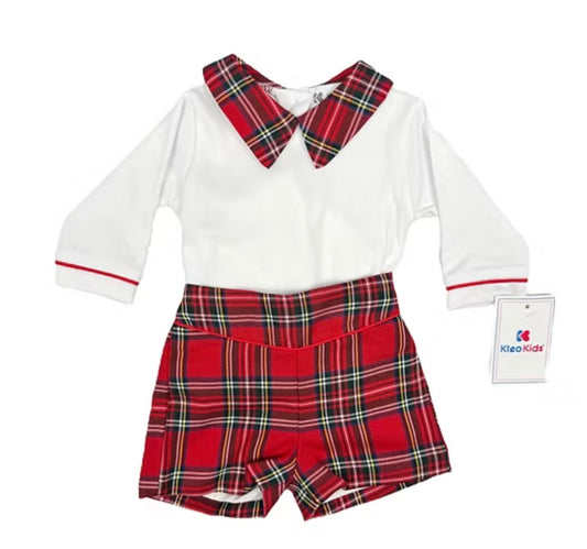 Red Tartan Short Set