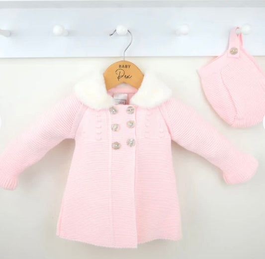 Pink Knitted Fur Cardigan